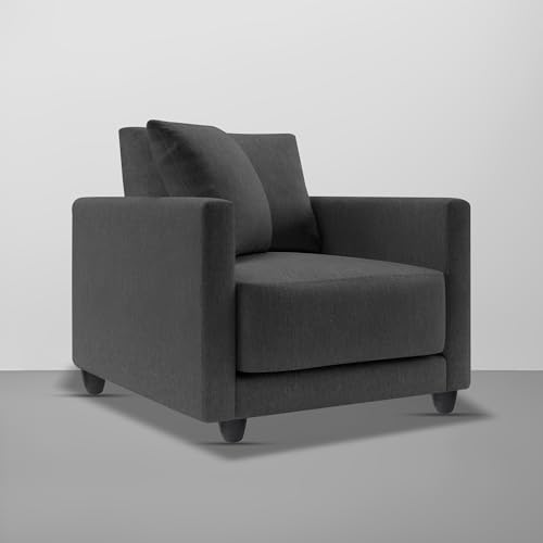 Image of Casaliving Dominic 1 Seater Sofa Set for Living Room (Black Fabric) Premium Fabric Sofa