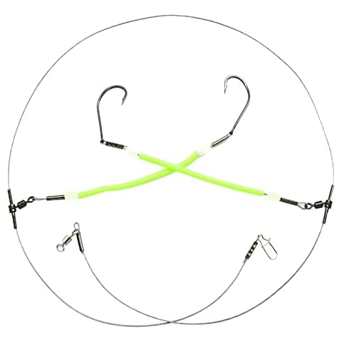 2 Arm Fishing Rigs High-Strength 7×7 Steel Cable with Nylon Coated Fishing Leaders Satwater Bottom Rigs Fish Wire Gear Tackle for Lures Bait Rig Hooks Cover