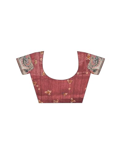 Image of SIRIL Women's Cotton Linen Printed Handloom Saree with Unstitched Blouse Piece
