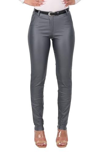 Malito - Damen Chinohose - schicke elastische Lederoptik Hose - Festliche...