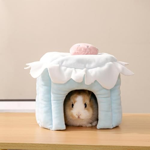 Cama cueva de hámster cálida y casa de invierno para mascotas pequeñas como cobayas 4