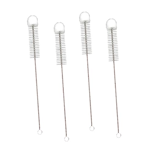 Healeved 4pcs Nylon Cleaning Brush Cylinder Vase Drinking Straw Cleaner Tiny Tubes Cleaner Bristle Cleaner Flask Bottle Straw Brush Pipe Tube Cleaner Brush Cup Cleaner Cotton Ball White