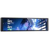Jungle Leopard 9.16 Inch LCD Mini Secondary Monitor PC Computer|Customizable 1920*480 IPS Temperature display screen|USB TYPE-C 9-Pin Motherboard Connection for Laptop Computer Windows GPU CPU-Black