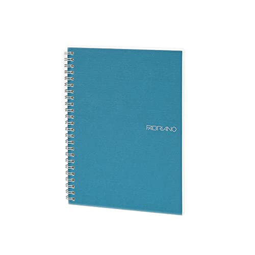 Fabriano EcoQua Notebook, Small, Spiral-Bound, Blank, 70 Sheets, Blue