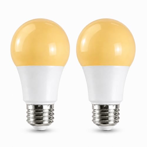 Taysing Dusk to Dawn Light Bulbs Auto On/Off 40 Watt Equivalent Smart Light Sensor LED Bulb Security Bulb Outdoor Night Light Bulb Garage Porch 5W 500lm E26 Amber Yellow 2 Pack