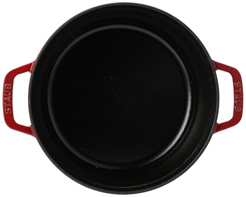 Image of Staub Cast Iron Round Cocotte, Dutch Oven, 4-quart, serves 3-4, Made in France, Cherry