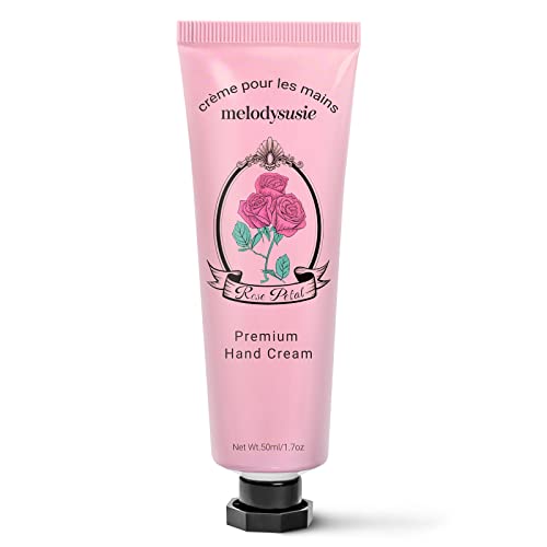 Melodysusie Hand Cream For Dry Cracked Hands With Natural Rose Extracts And Shea Butter For Dry Hand Repair, Non Greasy Formula, Mini Travel Size - Rose (1.7 Ounces) #TOP22