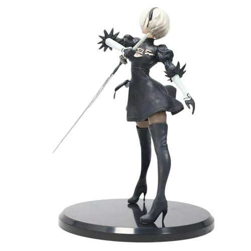 Image of NieR:Automata YoRHa No.2 Type B (2B) Battle Stance Anime Figure | 18cm Black Combat Dress & Greatsword Pose Action Figurine for Table, Desk, Shelf & Display | Gift for Anime & Gaming Fans