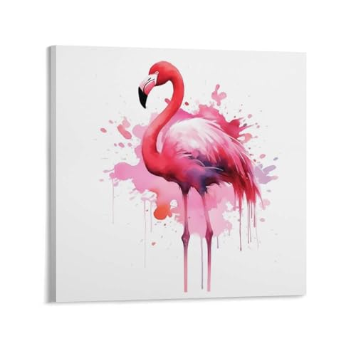 Toile abstraite flamant rose moderne avec cadre décoratif de salon