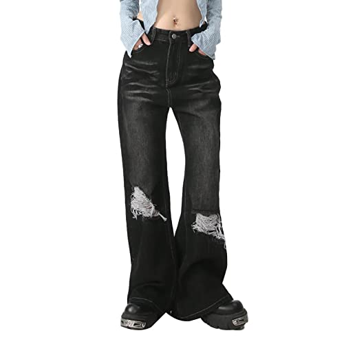 ZMNKH Women's Denim Pants High Waisted Y2K Jeans Streetwear Cargo Trousers