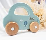 minipishop® Babygeschenke zur Geburt Junge personalisiert -Holzauto ab 1 Jahr als Spielzeug oder Babygeschenk Geburt türkis Erstes Auto mit Namen