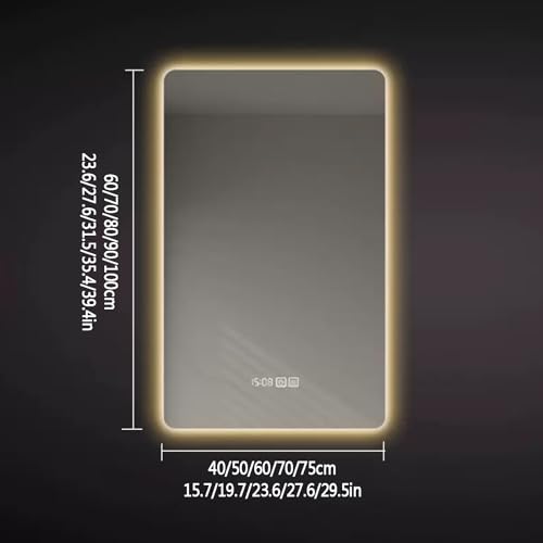 Miroir salle de bain intelligent DEL à intensité variable rétroéclairé avec heure - 8