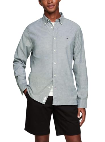 Tommy Hilfiger Hombre Camisa Core 1985 Flex Oxford Manga Larga, Azul (Desert Sky), XS