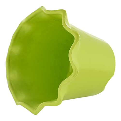 Image of Kuber Industries Blossom Flower Pot|Durable Plastic Flower Pot|Gamla with Drain Holes for Home D cor|Balcony|Garden|8 Inch (Green)
