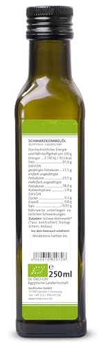 Schwarzkümmelöl ägyptisch BIO 250 ml I gefiltert - 100% rein I nativ und kaltgepresst von bioKontor