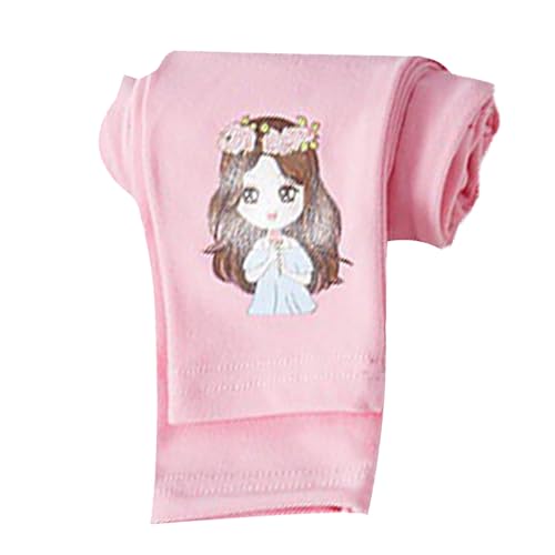 Girls' Stretchy Pull-on Leggings Toddler Cute Soft Comfy Long Pants Kids Elastic Waist Solid Color (Pink, 6-7 Years)