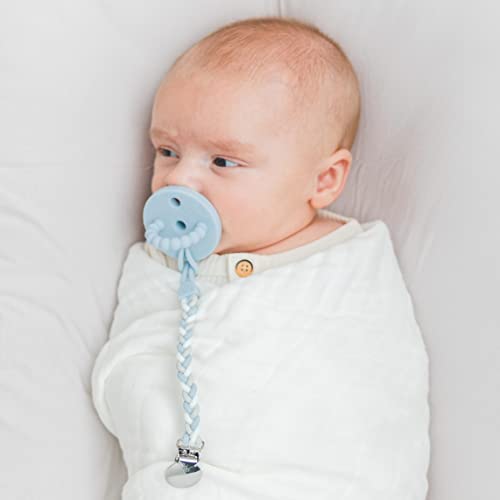 Image of Ryan & Rose Cutie Clip Braiden Pacifier Clip - Braided Silicone (Sailboat)