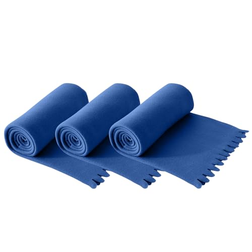 wometo Wave - Juego de 3 mantas de forro polar (120 x 160 cm, certificado Oeko-Tex, aprox. 300 g, forro polar suave, borde ondulado, antibolitas), color azul