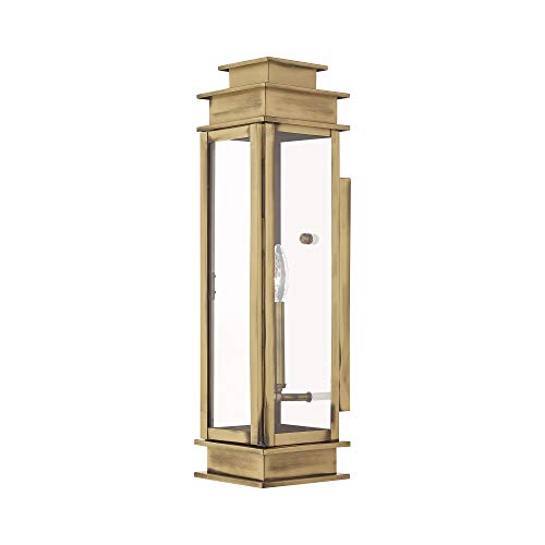 Image of Livex Lighting 20207-01 1-Light Outdoor Wall Lantern, Antique Brass | Transitional design