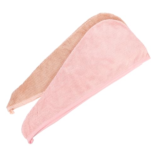 UKCOCO Toallas Turbante de Microfibra para Secar el Cabello Rápido, Gorros de Ducha Absorbentes en Pack 2 Unidades (Rosa y Burdeos), Diseño Envolvente Adecuado para Cuidado del Cabello