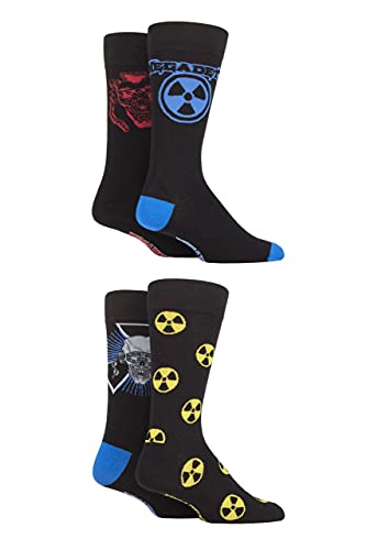 Photo de SockShop Hommes Megadeth Exclusif à Coffret cadeau Rock et Lourd Métal Chaussettes en coton Paquet de 4 Noir 39-45