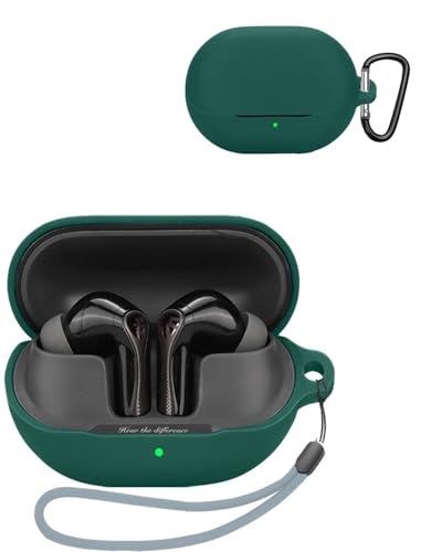 SOUNDPEATS Air5 Pro 用 ケース YAJOJO ワイヤレス イヤーホン 充電ケースカバー カラビナ・キーチェーン付き シリコン保護ケース 落下防止 耐衝撃 防塵 キズ防止 指紋防止 SOUNDPEATS Air5 Pro 対応 (グリーン