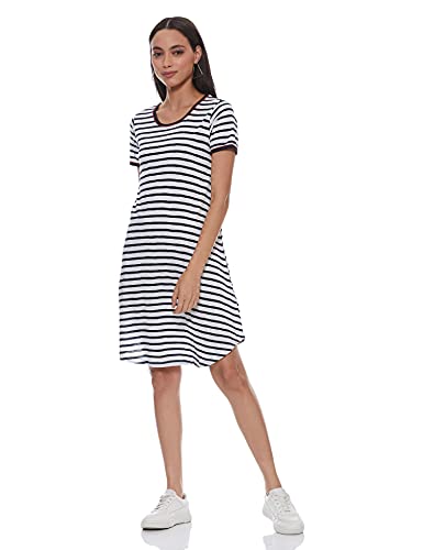 Image of A.T.U.N. (ALL THINGS UBER NICE) Womens Printed Cotton Round Neck Knee Length Regular Dress