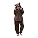 COSUSKET Fitted Unisex Adult Bear Onesie Pajamas, Halloween Sherpa Women's Cosplay Animal One Piece Costume Brown