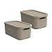 Produktbild Rotho Albula light 2er-Set Aufbewahrungsbox 12l mit Deckel, Kunststoff, beige