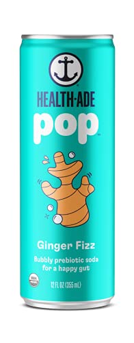 Health-Ade Pop Vegan Organic Prebiotic Soda for Gut Health, Healthy Soda with Antioxidants, Lactic Acid to Detoxify, 8 Pack Case (12 Fl Oz Cans), Ginger Fizz