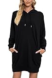 pullover sweatshirt Lang Hoodie Damen Trendige Pulloverkleid mit Lange Ärmel mit Tasche mit Kapuzen Design, Sweatkleid Damen, Hoodie Oversize Damen. Attraktiver Stil, Perfekt für Herbst, angenehm zu tragen, zeigen Sie Ihre Kurven mit elegante