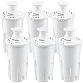 WSKFDTI Water Filter Replacement for Brita Water Pitchers and Dispensers, Classic 35557, Ob03, Mavea 107007 and More, Reduce Chlorine and Bad Taste, Lasts Two Months or 40 Gallons, Includes 6 Filters