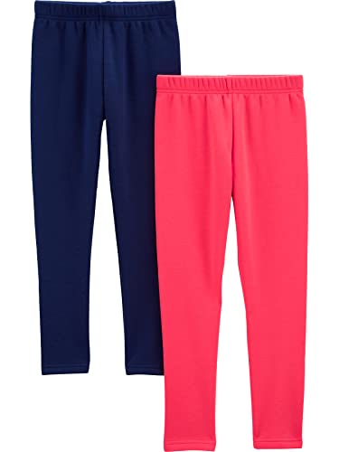 Simple Joys by Carters Little Girls 2-Pack Lightweight Fleece-Lined Leggings Pink/Navy 5