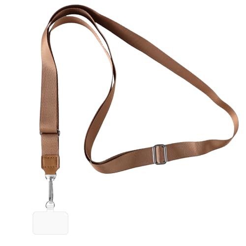 Cordino per Cellulare Telefono Universale Tracolla Regolabile Rimovibile Collana Collo Catena Laccio per e Patch per Maggior Parte Smartphone IPhone Samsung Xiaomi Marrone
