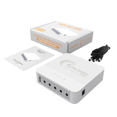 Battery Backup Mini UPS System - 5V/9V/12V/15V/24V mini UPS with 12V 5A Charger for WiFi Modem Router, CCTV Camera, 13200mAh