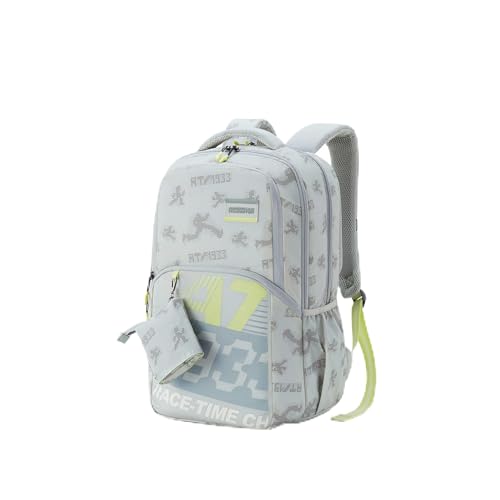 Image of American Tourister Uni-Teen | 32 Ltrs | 3 Compartments | Bottle Pocket | Ergonomic Padded Back Panel & Shoulder Straps | Secondary School Backpack | 1 Year International Warranty | Light Grey