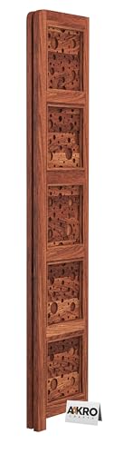 Image of Sheesham Wood Cricle Corner Shelf for Living Room Bedroom Home | CNC 5 Tier Corner Bookshelf | Wooden Ladder Bookcase Display Unit (Honey Finish)