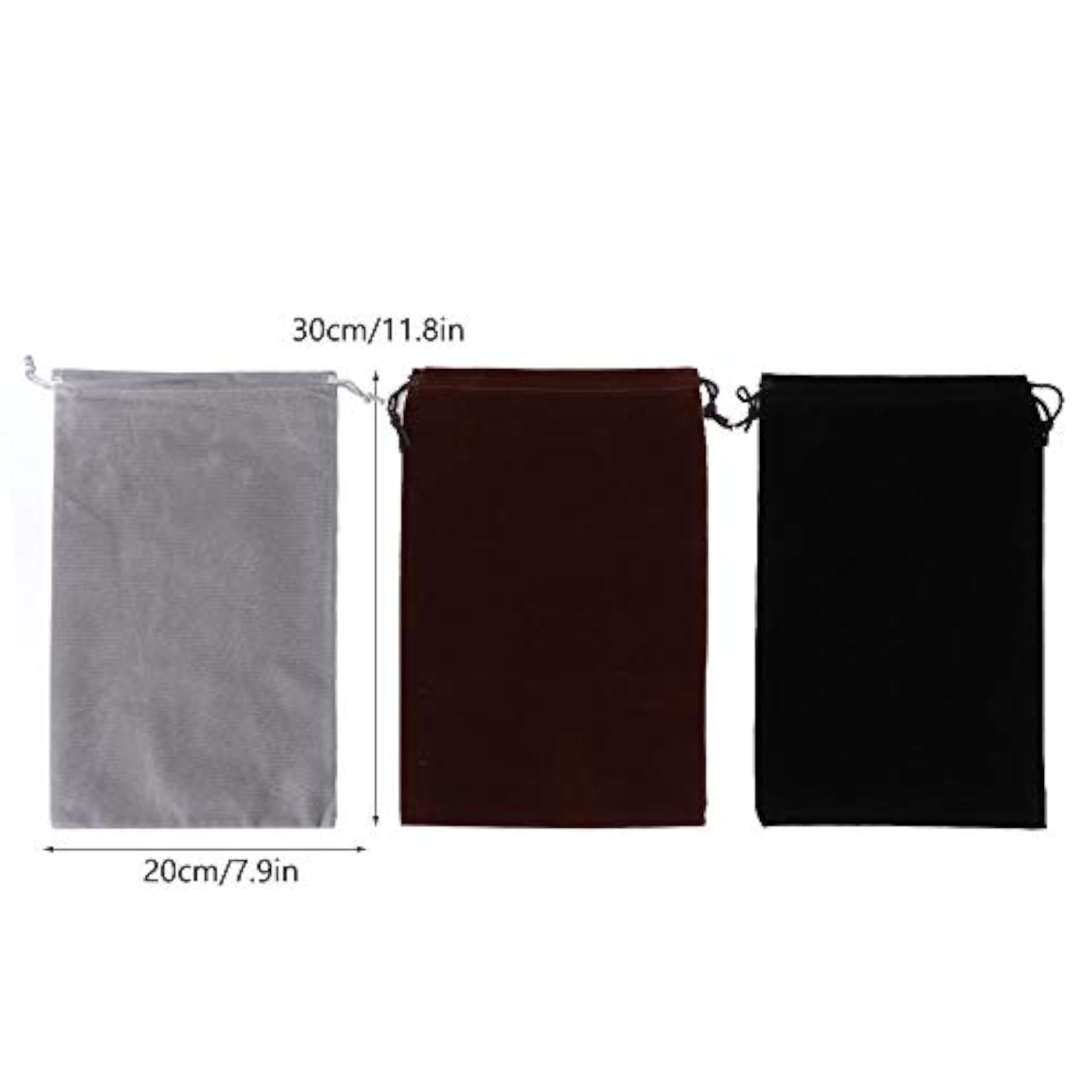 3 Pcs Flocking Cloth Drawstring Pouch Storage Bag for Gifts