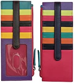 ili New York - Leather Card Holder - Black Brights - Smooth, Genuine Leather Card Holder w/RFID Blocking Lining & Snap Enclosure for Secure Credit Card & ID Organization