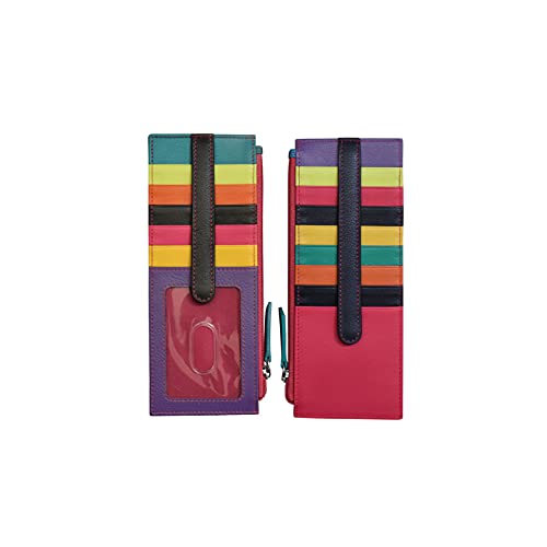 Ili New York - Leather Card Holder - Black Brights - Smooth, Genuine Leather Card Holder W/Rfid Blocking Lining & Snap Enclosure For Secure Credit Card & Id Organization #TOP3