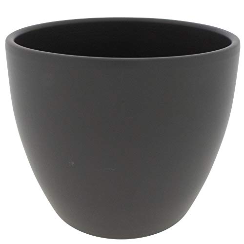 Annastore Blumenübertopf AVA aus Keramik Pflanztopf Blumentopf Keramiktopf Übertopf für Blumen (Basalt/Matt, Ø 13 cm/H 12 cm)