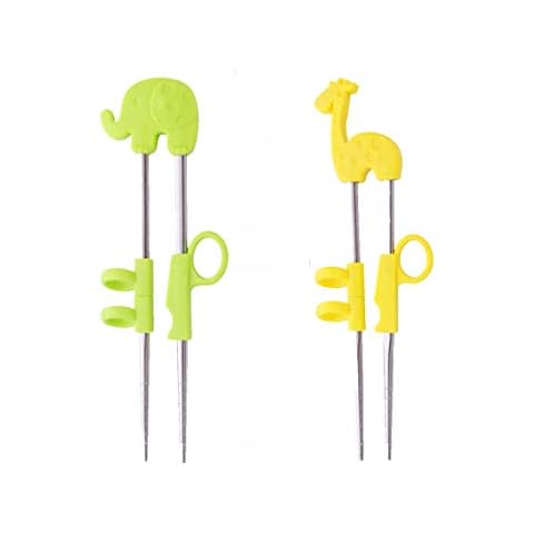 Do Buy Essstäbchen Kinder Edelstahl Spülmaschinenfest, 2 paar kids Chopsticks metall, Essstäbchen für Anfänger, Wiederverwendbare Baby Essstäbchen Cover