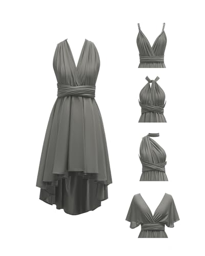 Image of Women's Short Convertible Dress with Bandeau High Low Infinity Bridesmaid Dresses Multi-Way Transformer Formal Dress