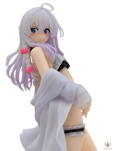 Image of Wandering Witch: The Journey of Elaina Elegant Turning Pose Anime Girl Action Figure | 19cm White Lavender Hair Elaina Figurine for Table, Desk, Car & Shelf Decor | Gift for Anime Fans