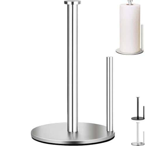 El Mejor Listado de Portarrollos de cocina los 10 mejores. 41 ANNIEMOOM Soporte para Toallas de Papel de Acero Inoxidable, Portarrollos de Papel de Cocina con Base Pesada, Soporte de Rollo Papel de Metal Estable para el Hogar, Encimera y...