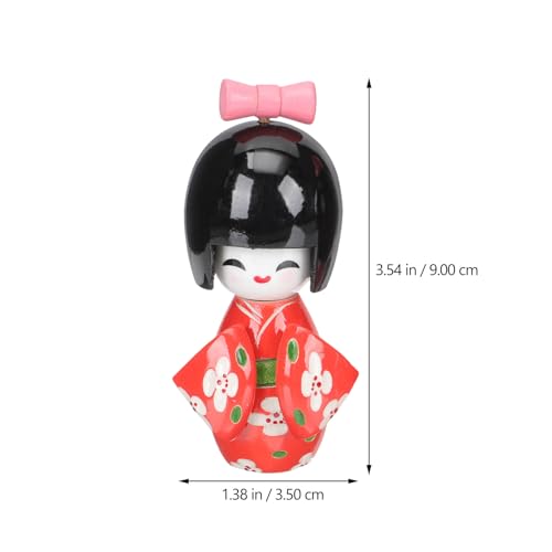 ifundom 2pcs Japanese Doll Japanese Kimono Kokeshi Doll Japan Dolly Figurine Wooden Asian Geisha Collectible Figurine Statue for Home Office Desk Table