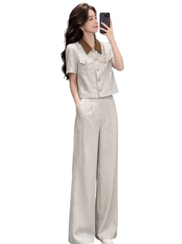 Conjunto de dos piezas premium con pantalones palazzo de corte sofisticado para ejecutivas 5