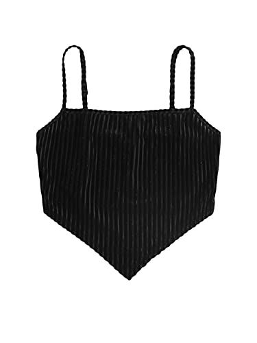 SOLY HUX Women s Spaghetti Strap Bandana Cami Crop Top Velvet Black S