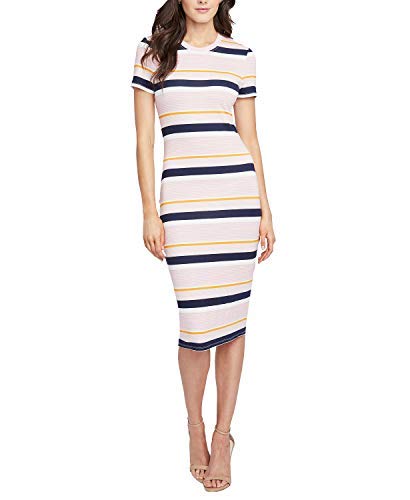 Buy RACHEL Rachel Roy Striped Ribbed T-Shirt Dress (Blush Combo, X-Small)  at Amazon.in