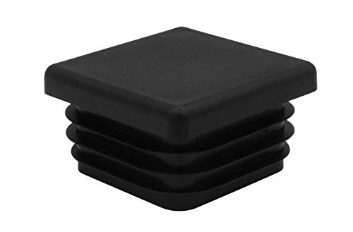 10 Piezas de tapas cuadrados de plástico para tuberías, tamaños elegible de 10x10mm a 120x120mm, tapón, contera, protector, funda, silla, poste, estaca, valla (100x100x3-6mm, negro)
